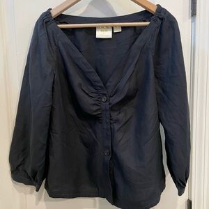 Anthropologie Maeve Soft Linen Off Shoulder Blouse